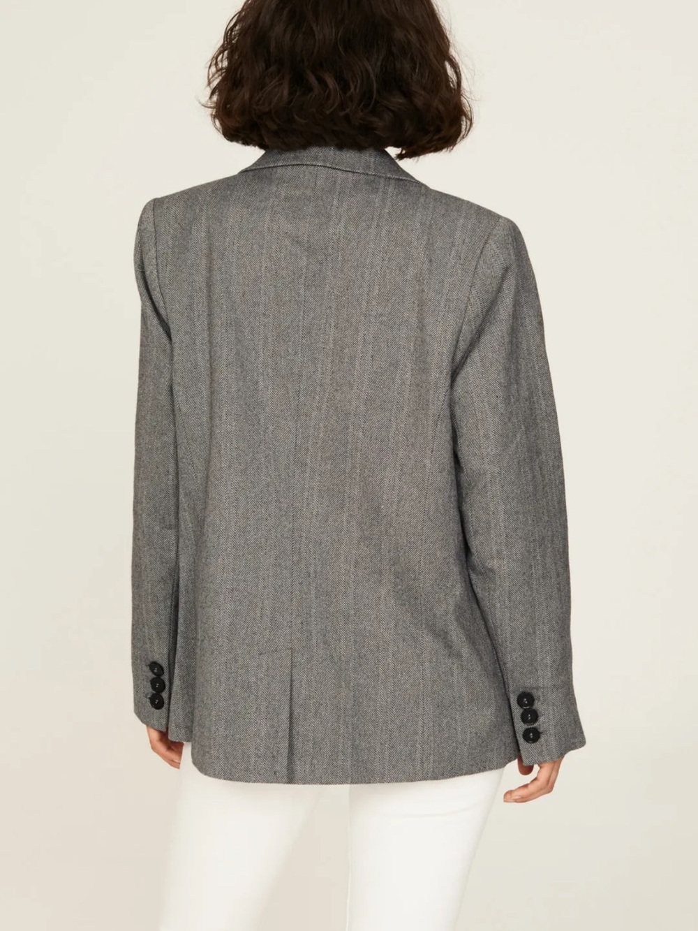Annie Bing Becky Women's Gray Herringbone Blazer - Picture 3 of 15